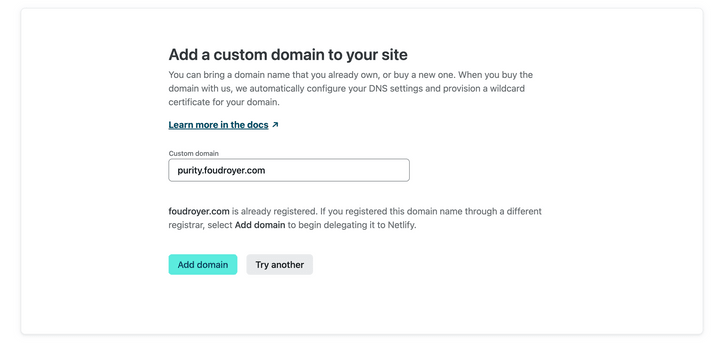 purity ajout de domaine